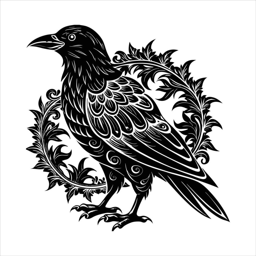 Gothic Raven Silhouette vector