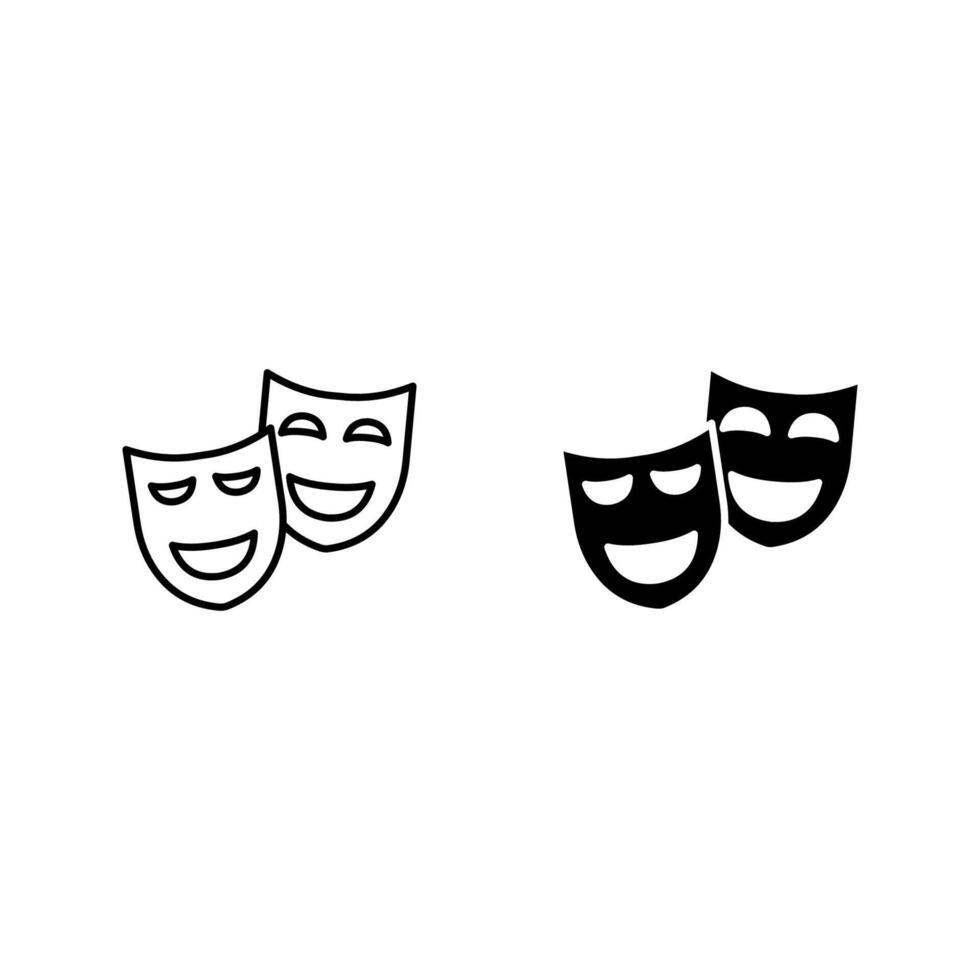Theater masks icon set vector
