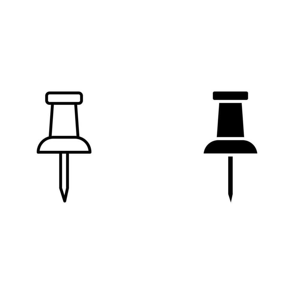 Push pin line icon set vector
