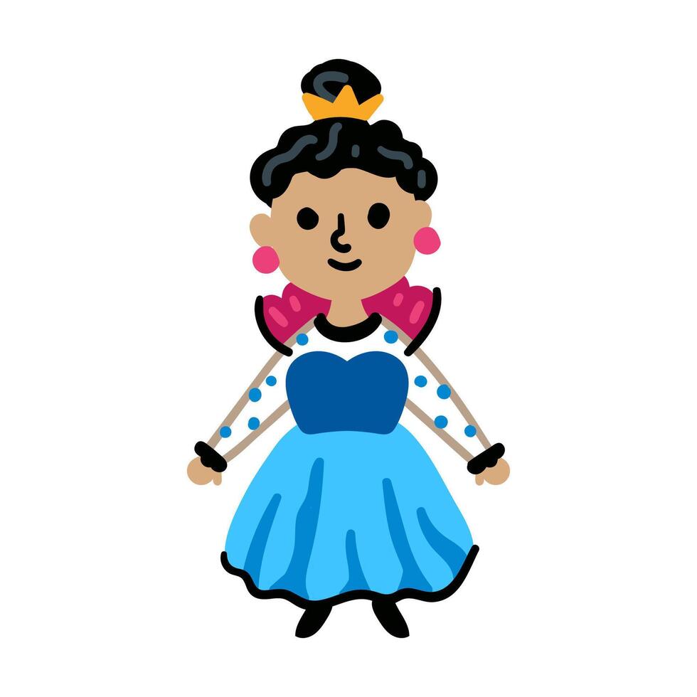 Young Magic princesses girl in blue dress vector