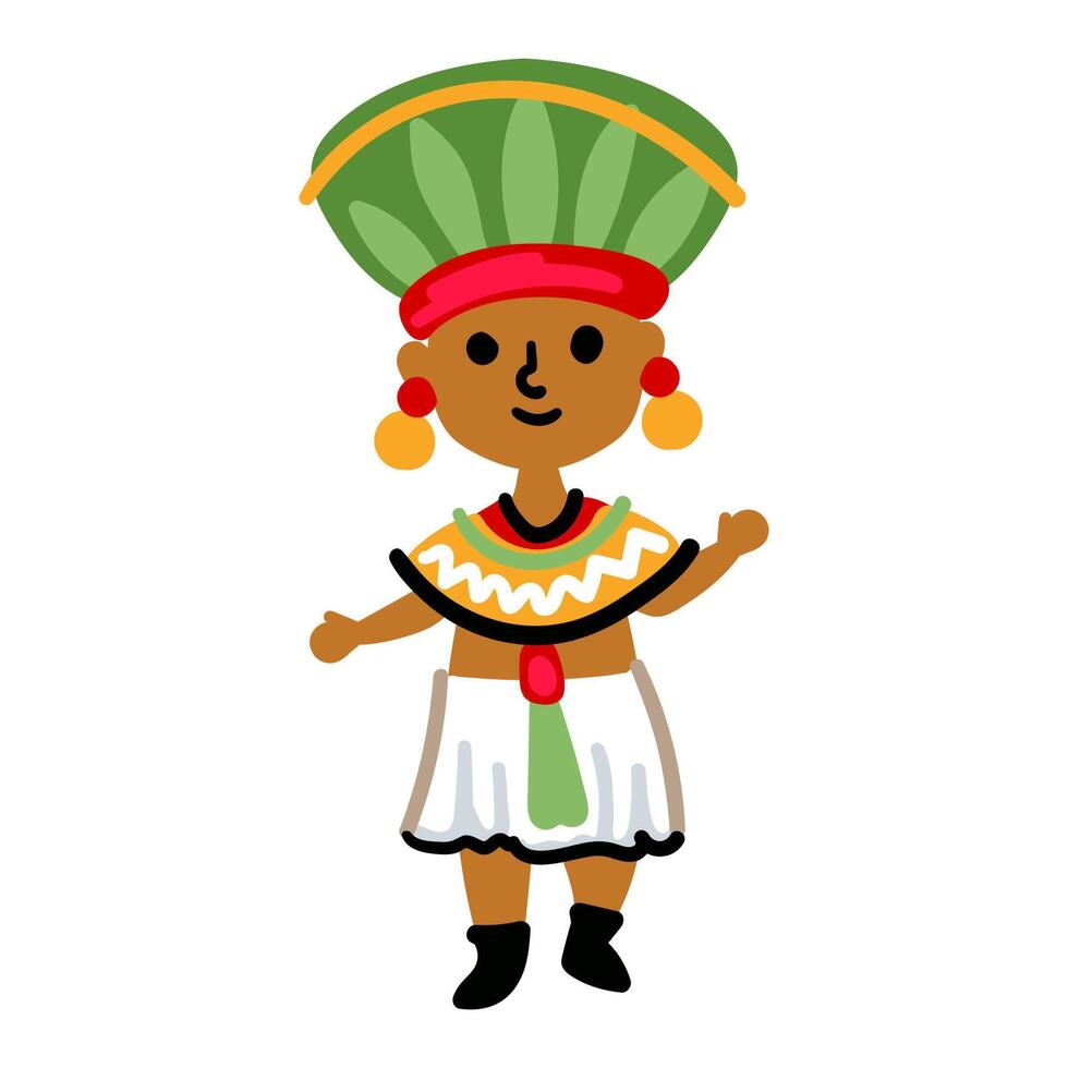 Cartoon maya man. Bright color illustration vector