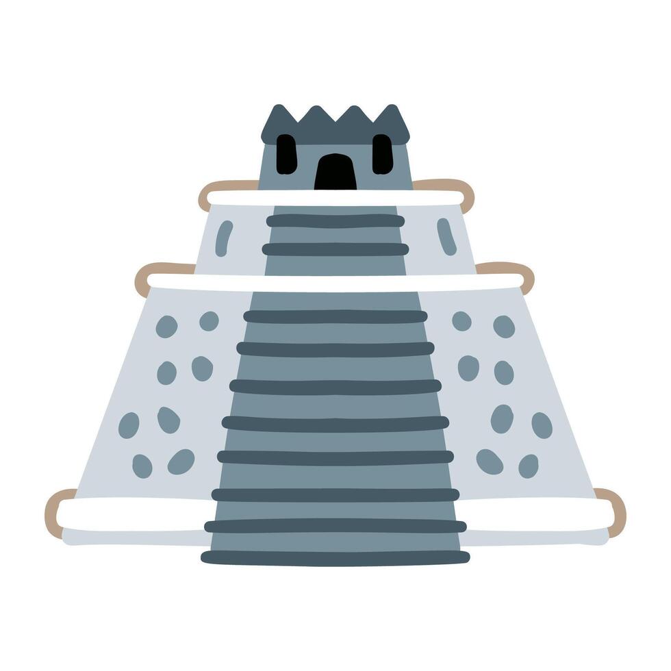 Ancient mayan pyramid cartoon icon on white background vector
