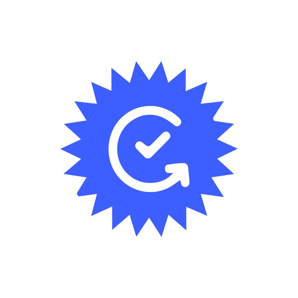 A blue star with a check mark on it png