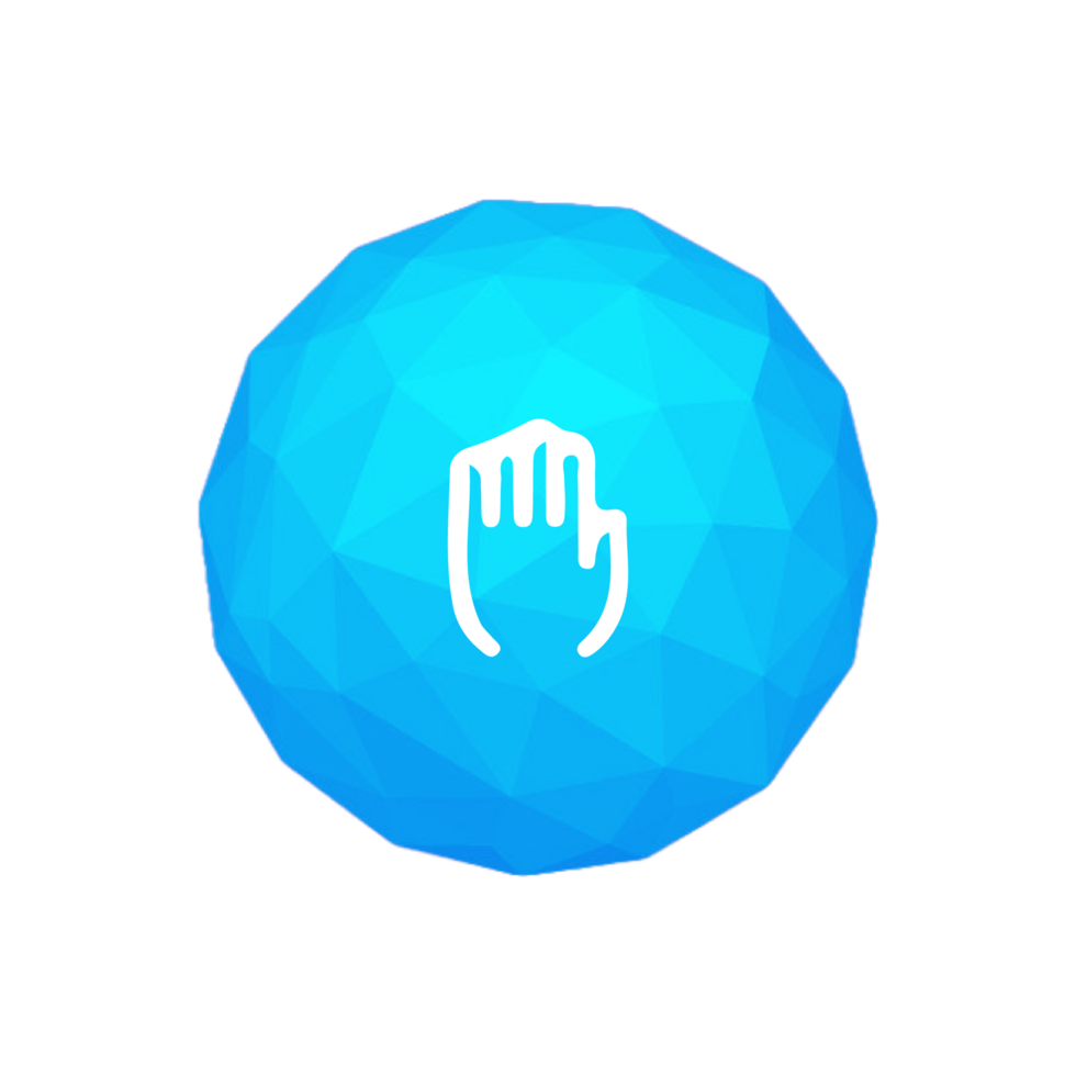 A blue button with a hand on it png
