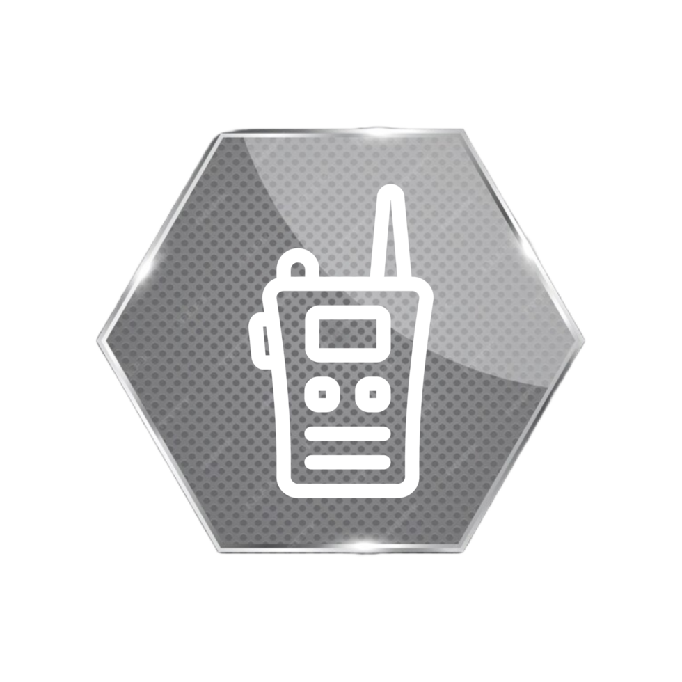 A radio icon on a hexagonal button png