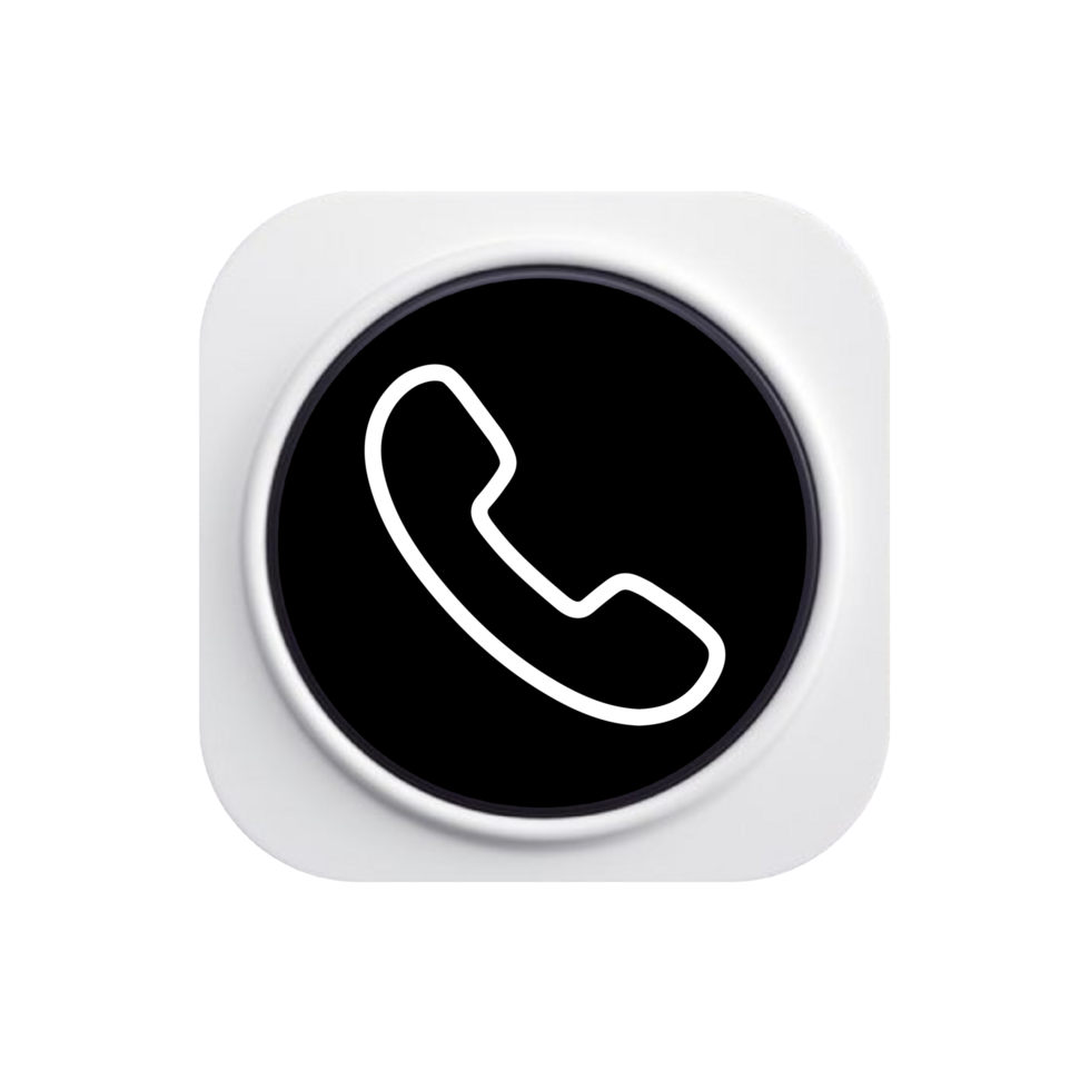 A white phone icon on a flat shape png