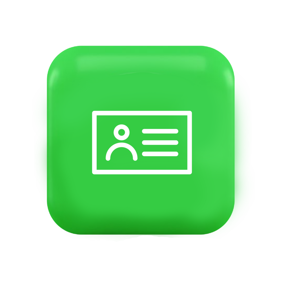 A green button with a person on it flat png