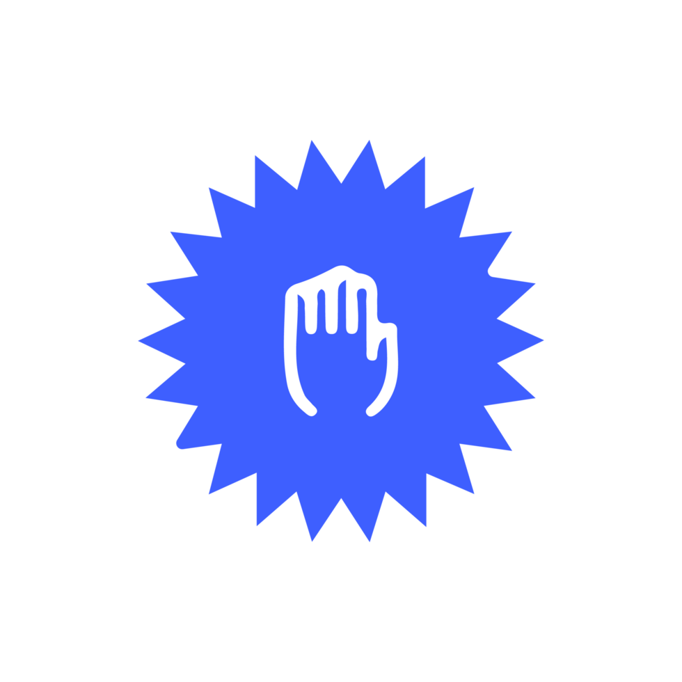 A blue hand with a starburst icon png