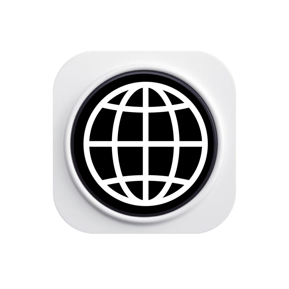 The globe icon on the app icon flat png