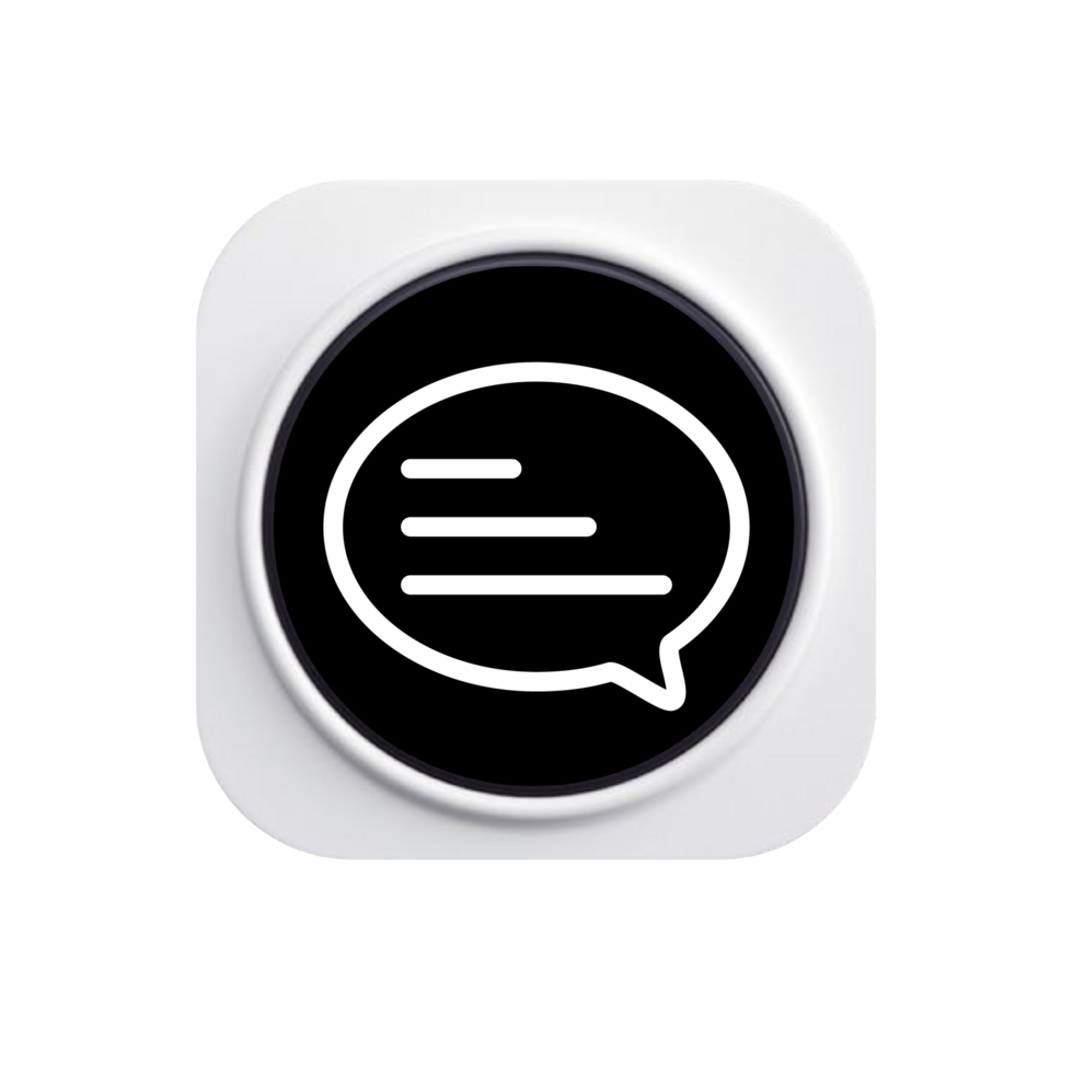 White speech bubble icon in a flat shape illustration png