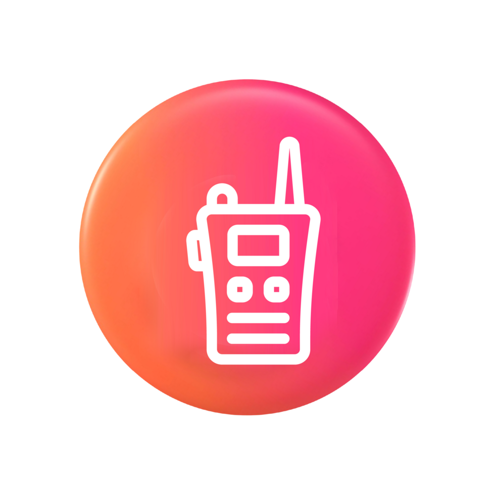 A pink and orange button with a radio icon png