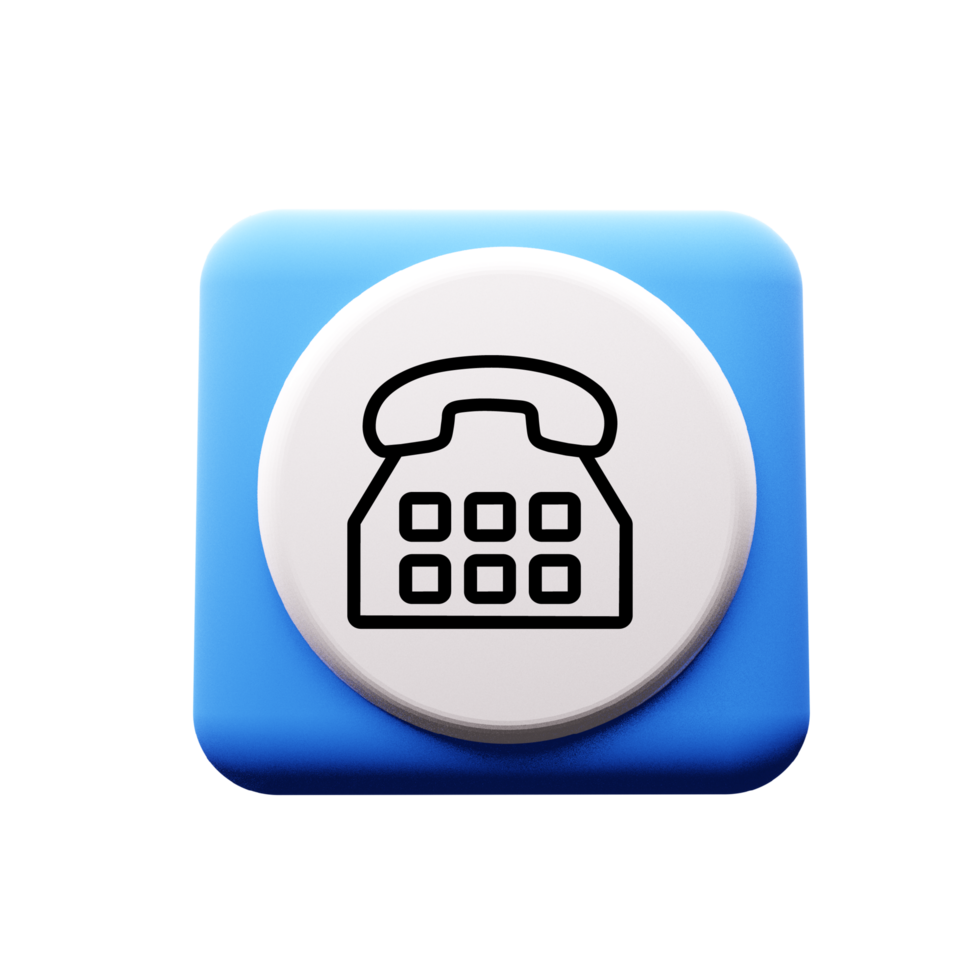 A phone icon on a blue button flat png