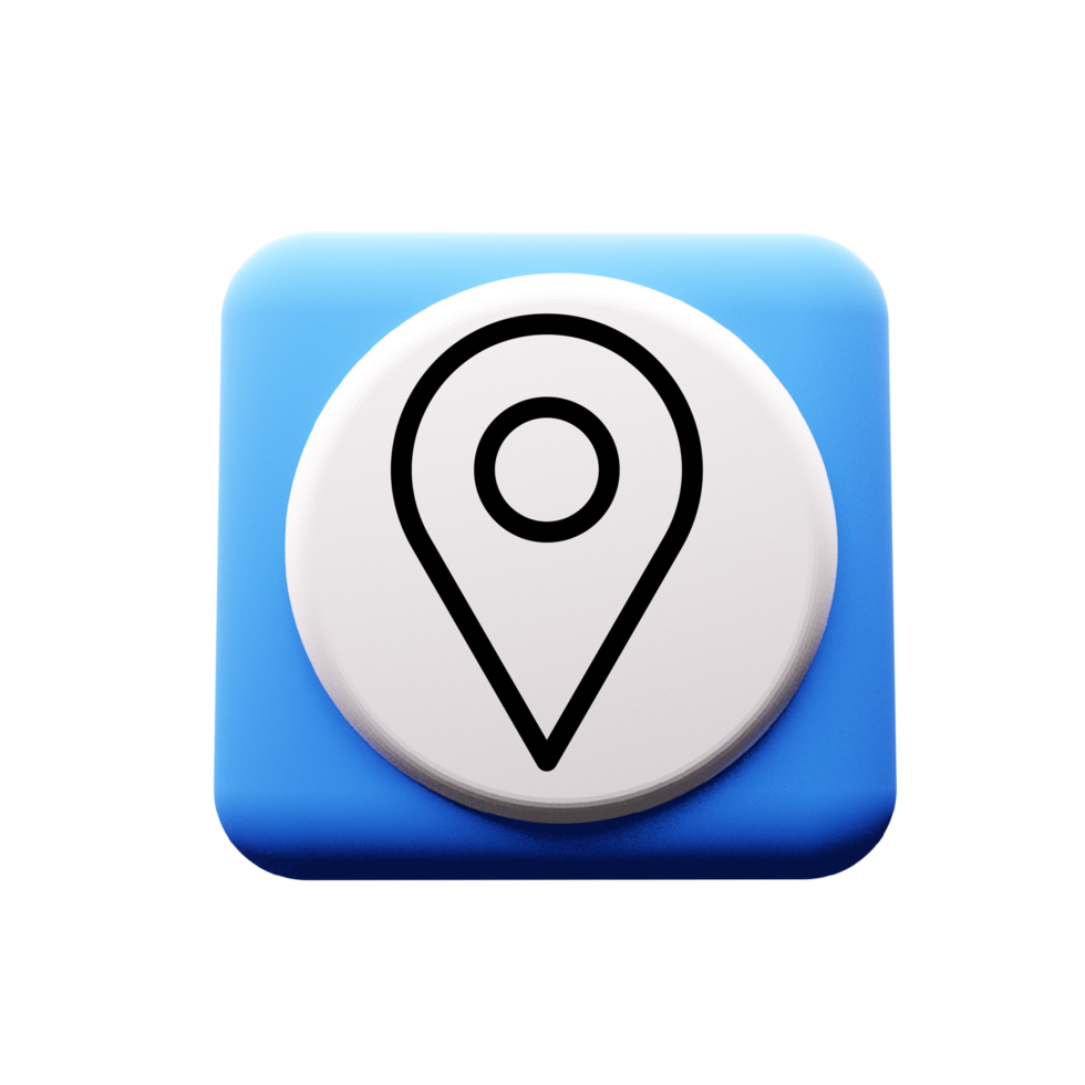 A blue and white icon with a map pointer flat png
