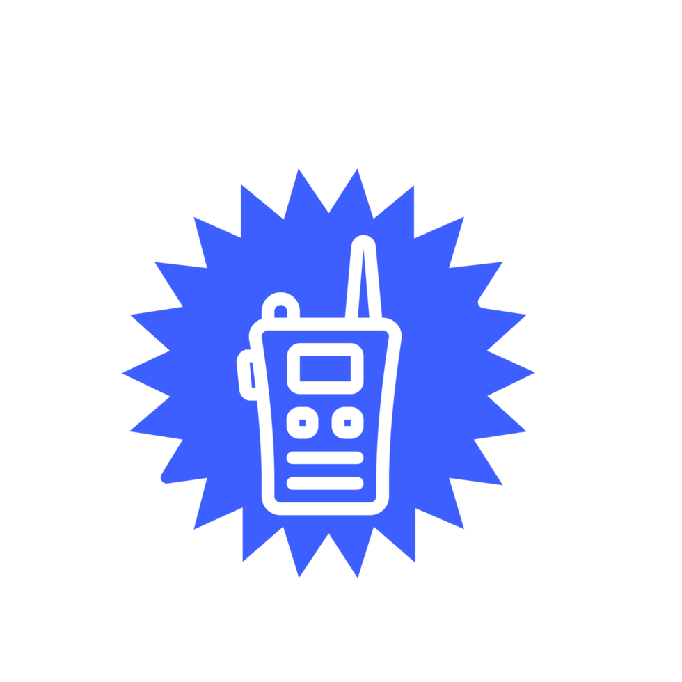A blue and white icon of a radio png
