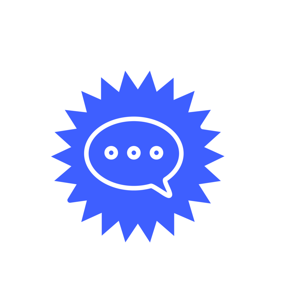 A blue speech bubble with a starburst png