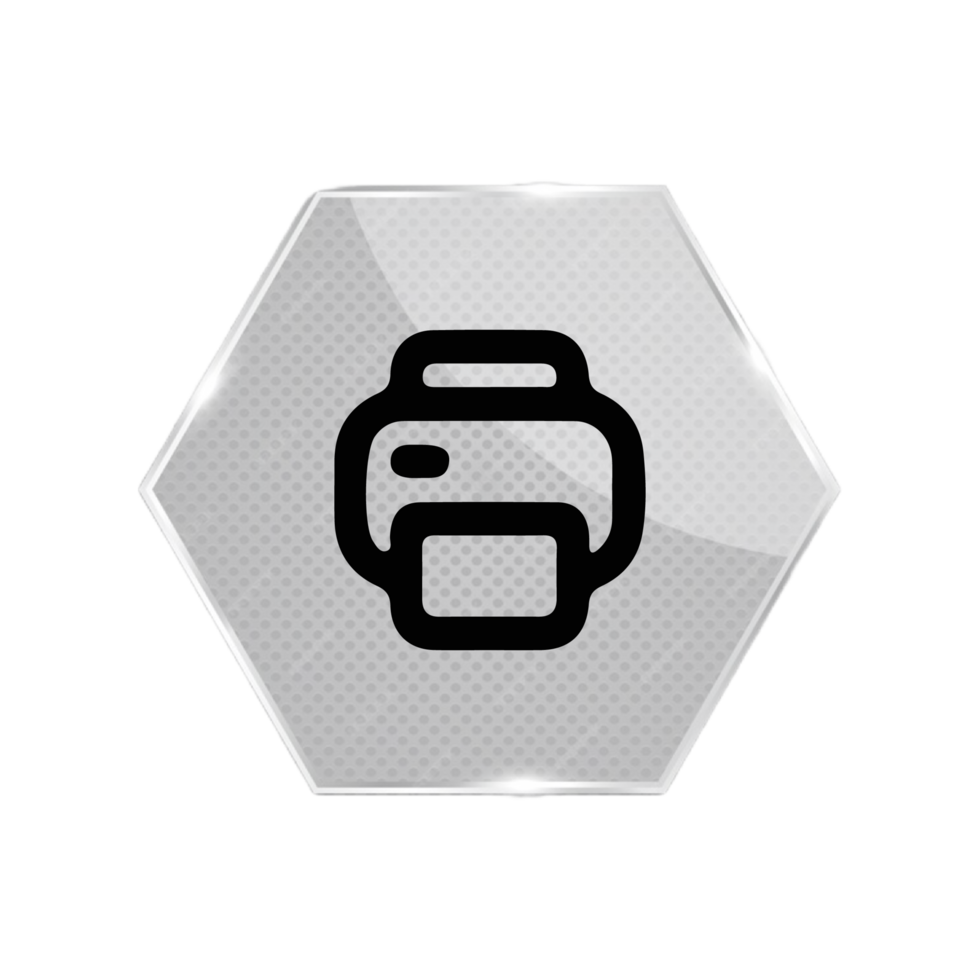 Printer icon on a hexagon button png