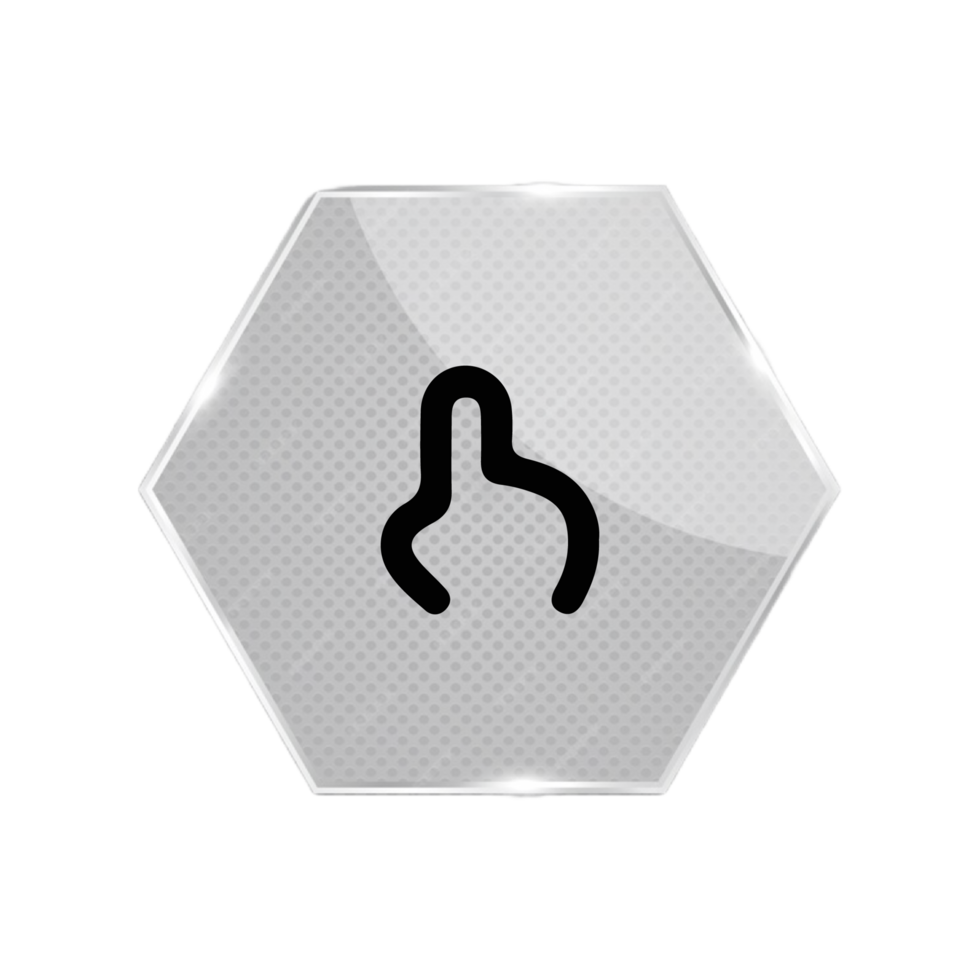 A flat and white button with a hand pointing up flat png