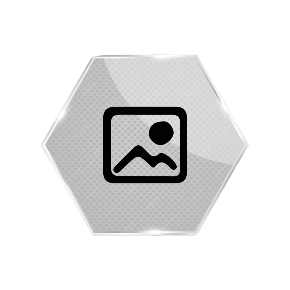 A photo icon on a hexagon button png