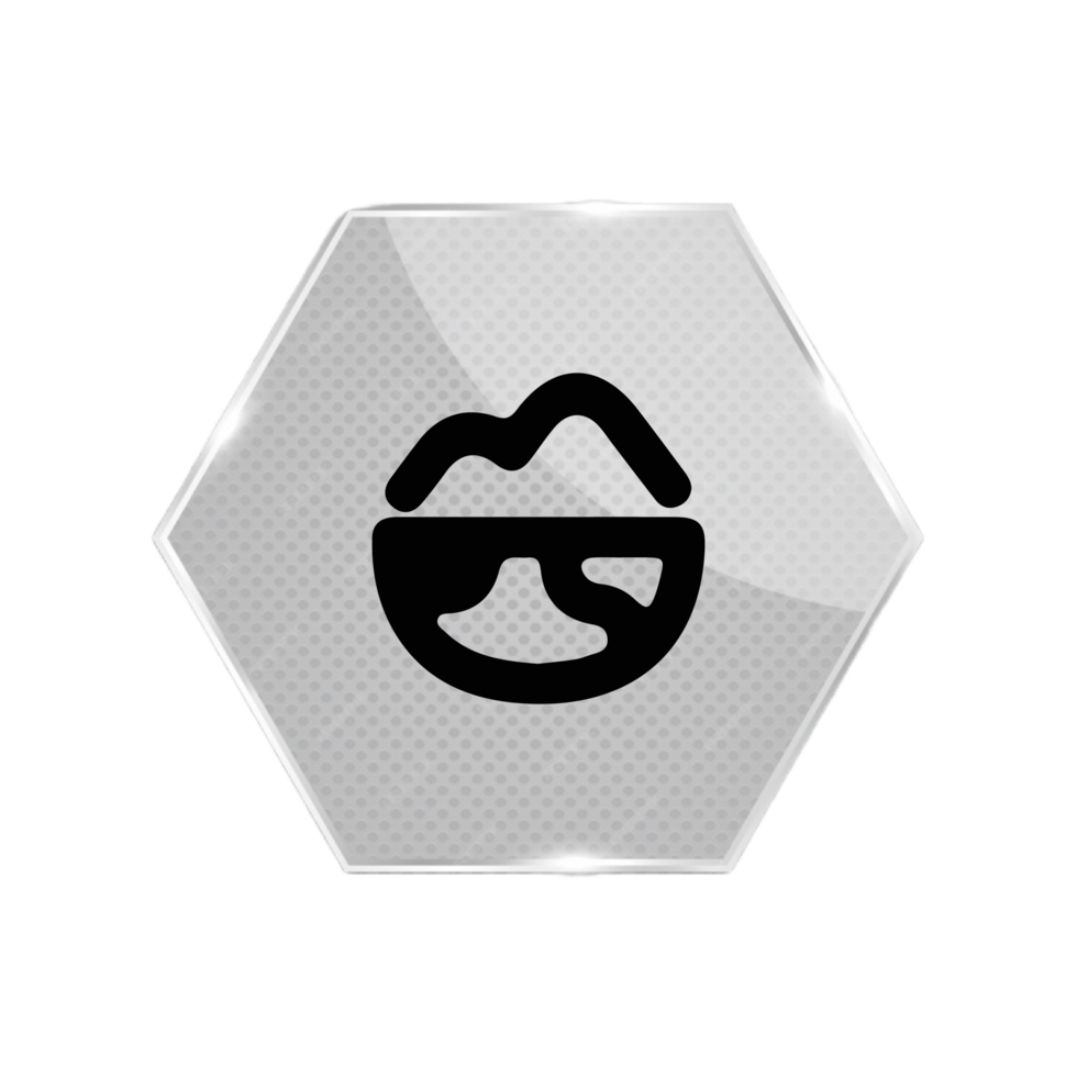 A flat and white icon of a man wearing sunglasses png