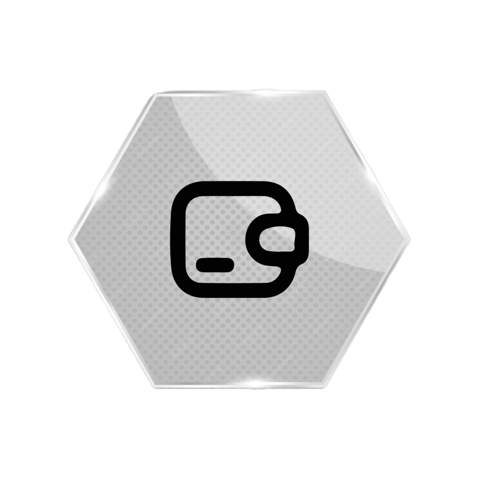Wallet icon flat and white hexagon button flat png