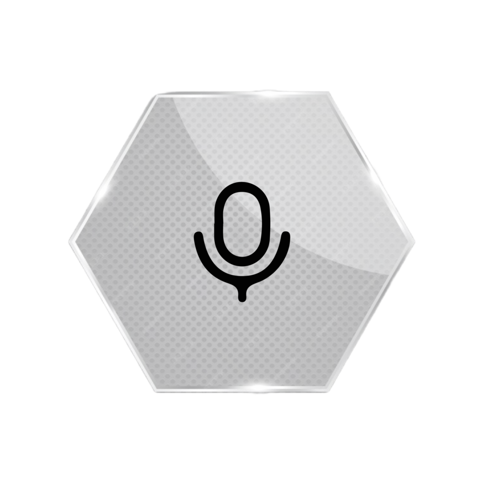 Microphone icon on a shape flat png