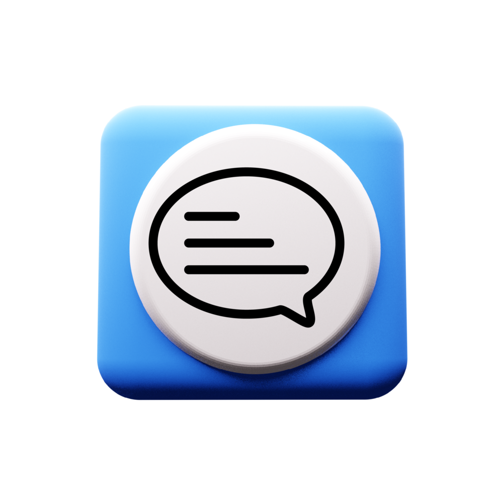 A blue button with a speech bubble icon flat png