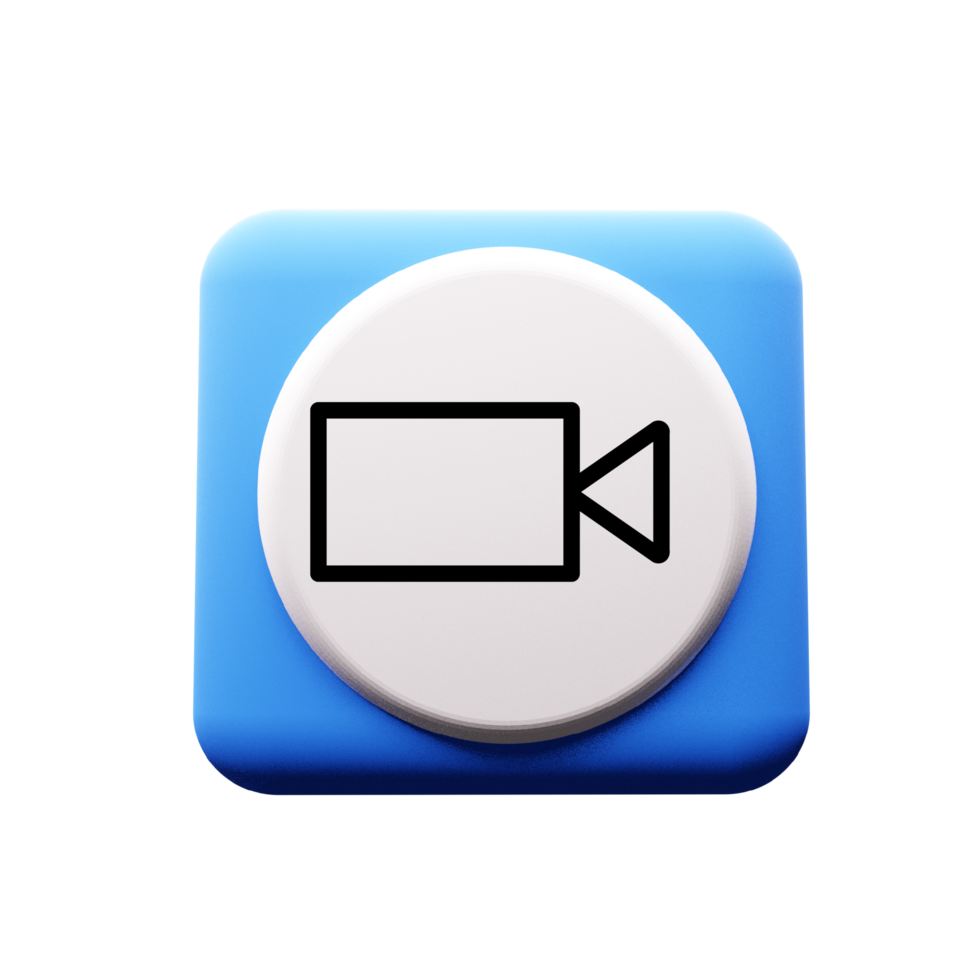 Camera icon on a blue button flat png