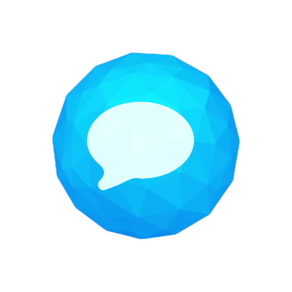 A blue speech bubble icon on a circle png