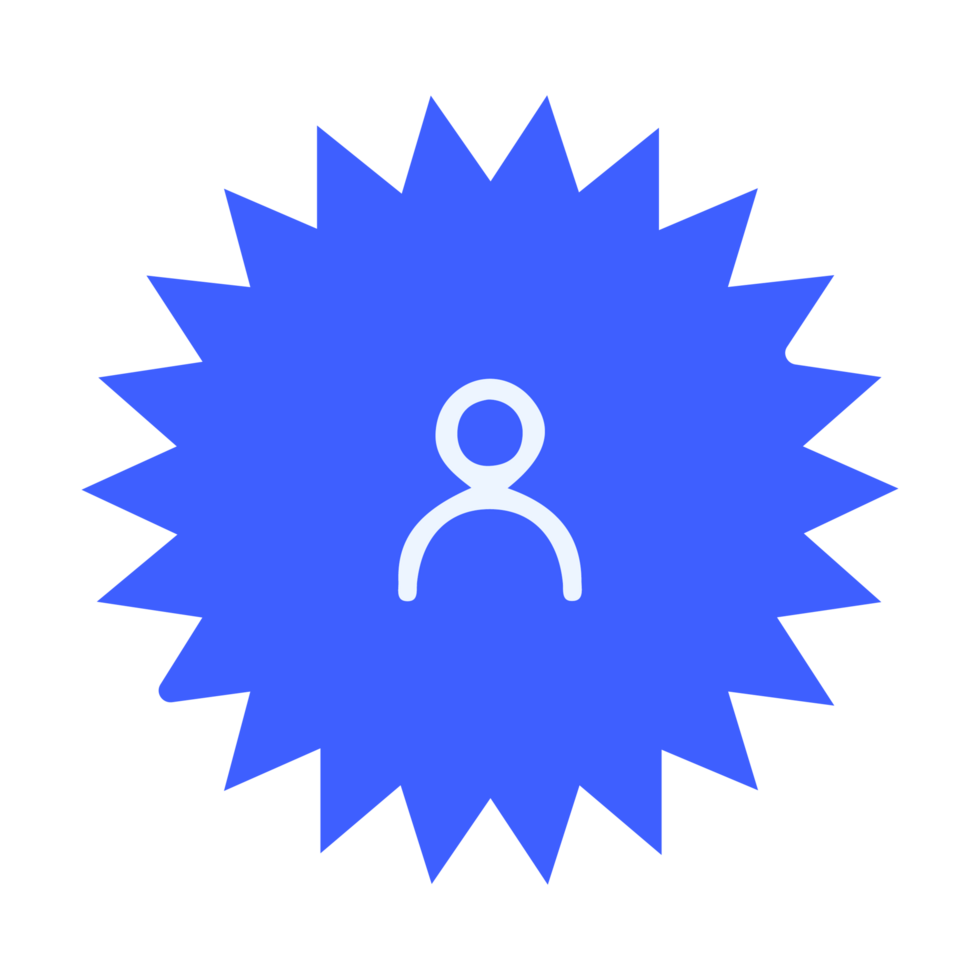 A blue star with a person in the center flat png