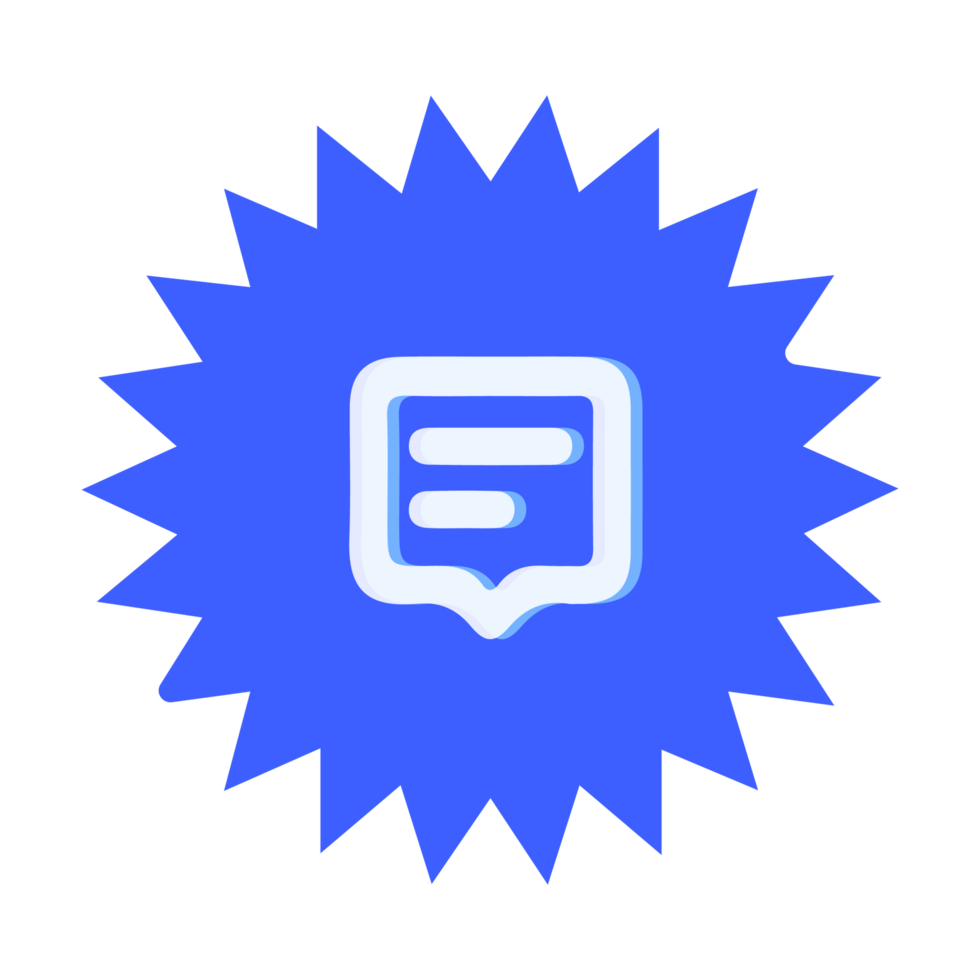 A blue starburst icon with a speech bubble png