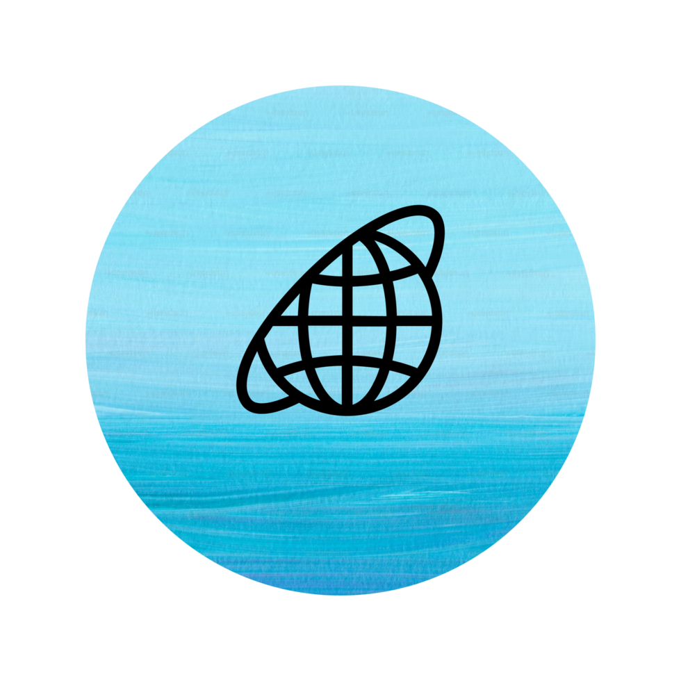 A blue circle with a globe in the center png