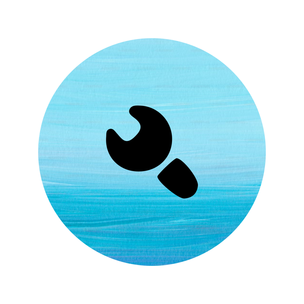 A blue circle with a wrench in it sign sign png