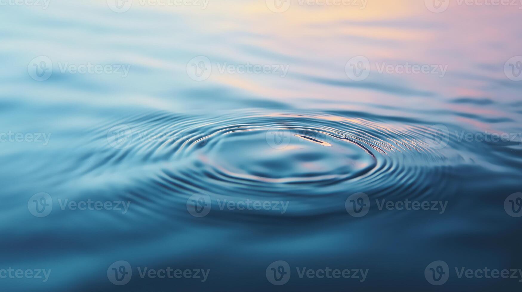 Serene Water Ripples at Sunset Close Up View of Blue and Pastel Hues photo