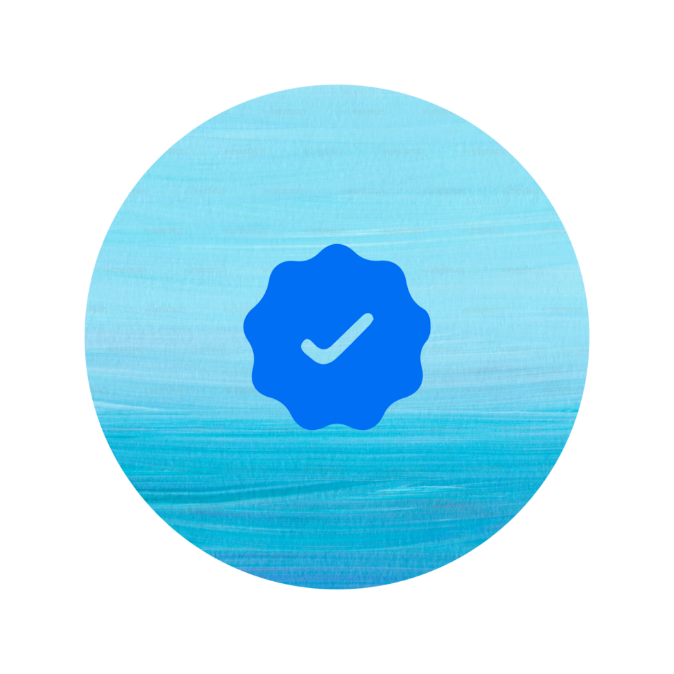A blue circle with a check mark on it sign sign png