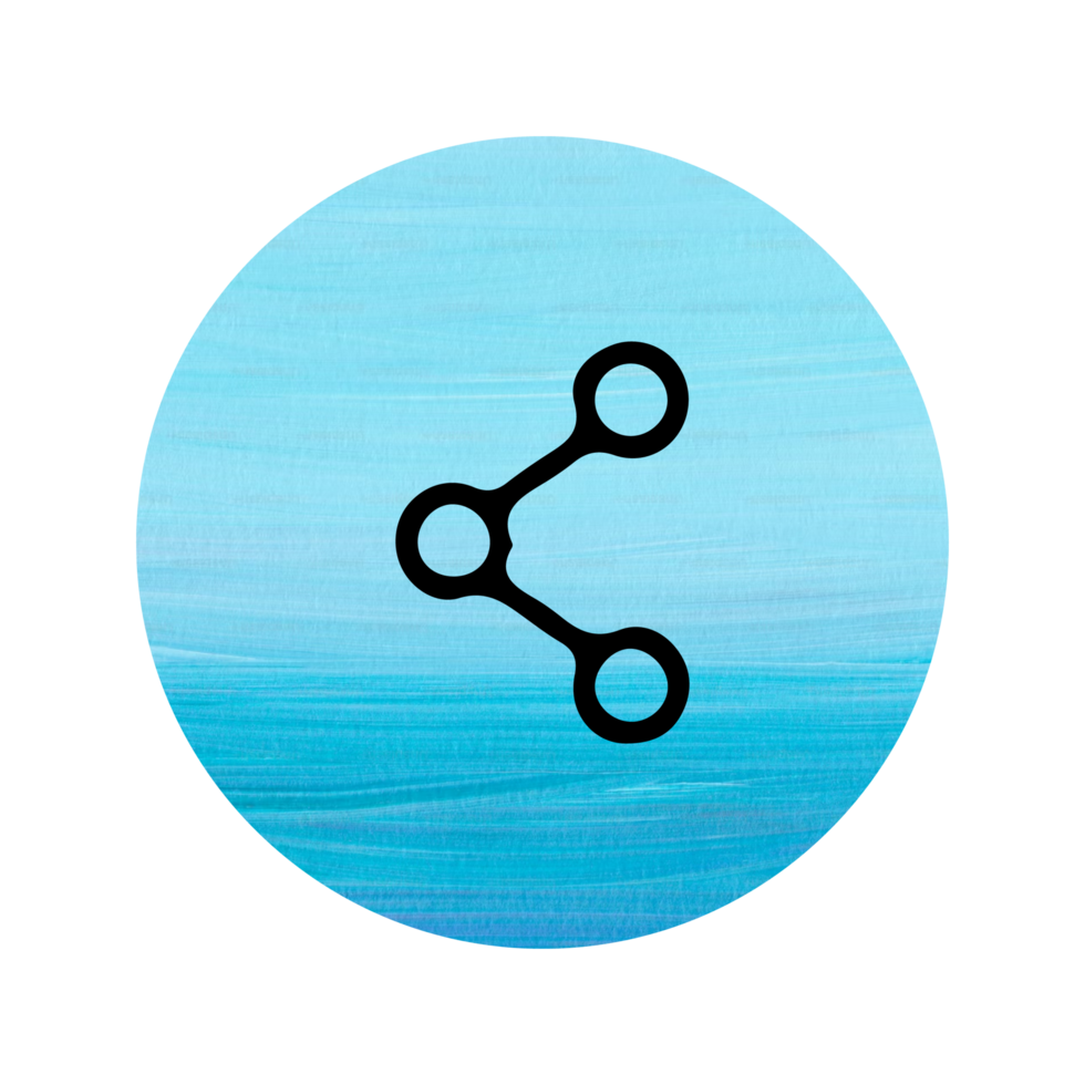 A blue circle with a black and white image of a circle with two circles png