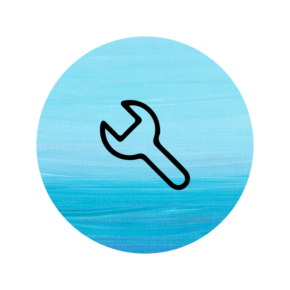 A blue circle with a wrench in it png