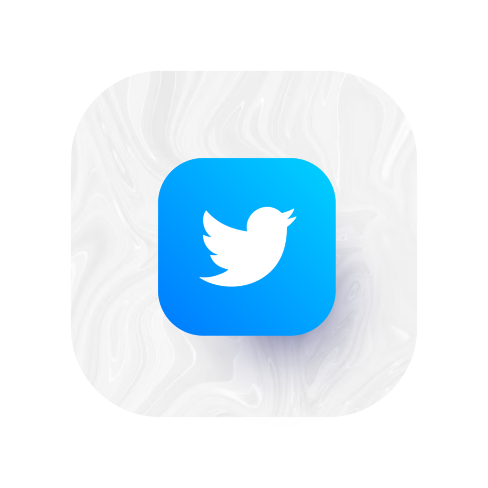 Twitter logo is shown on a white shape png