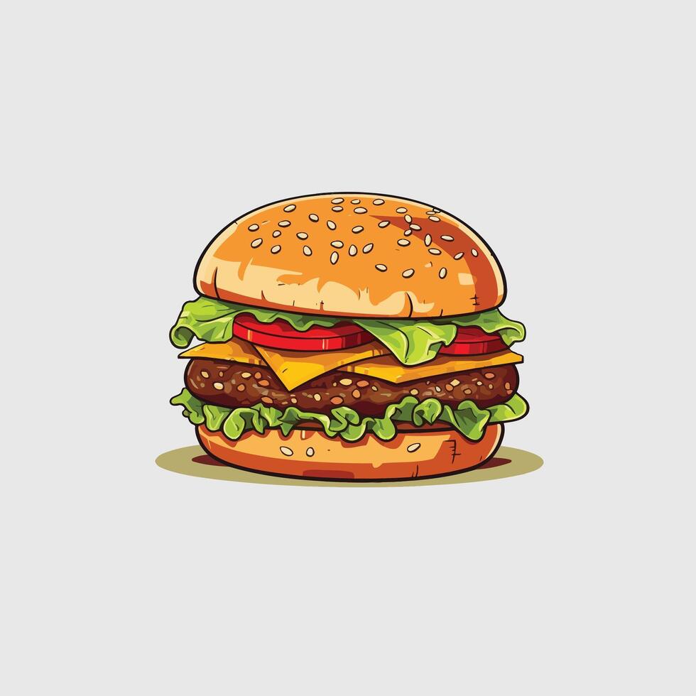 Fast Food Cheeseburger on White Background illustration vector