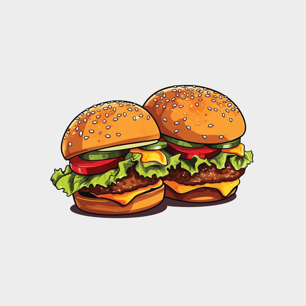 Fast Food Meal with Burger and Drink illustration Art vector
