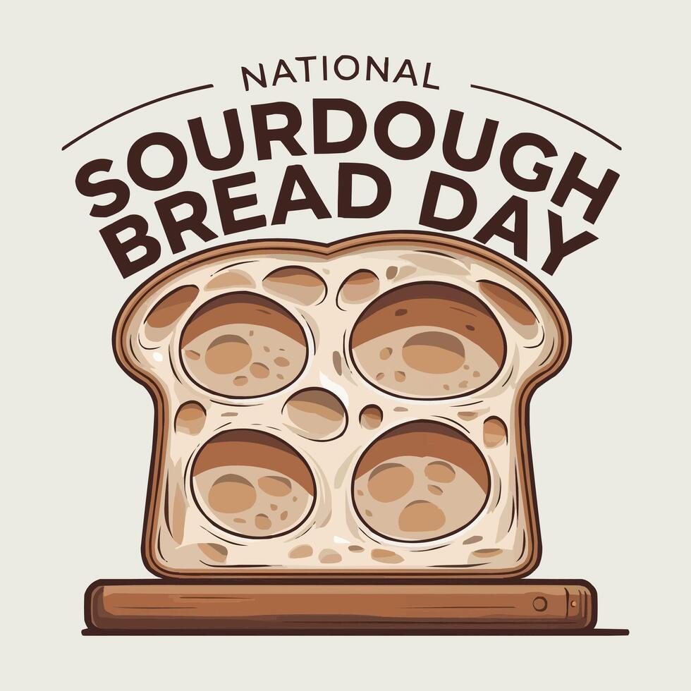 National Sourdough Bread Day Vintage Illustration Bakery Food Art vector