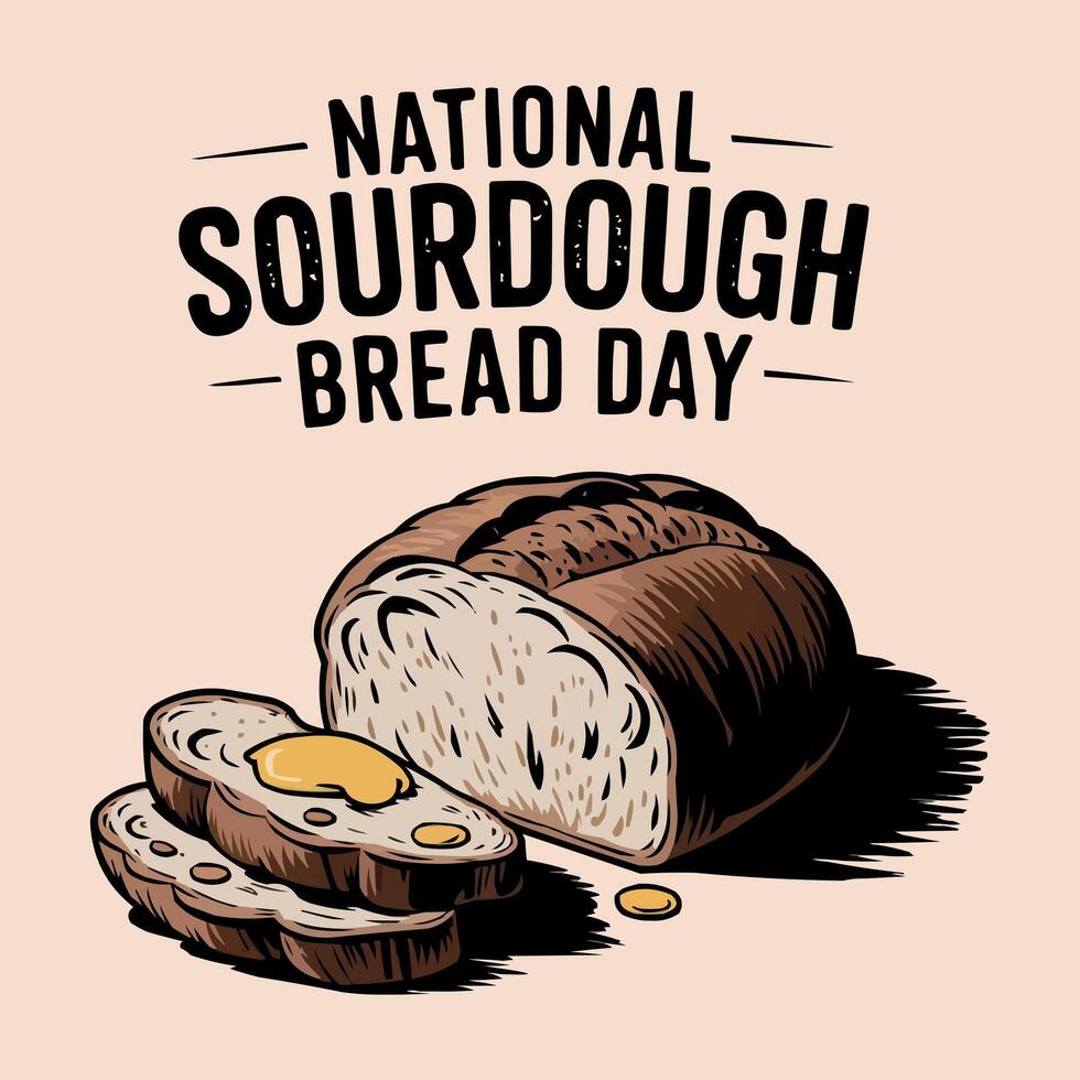 national sourdough bread day vintage illustration vector