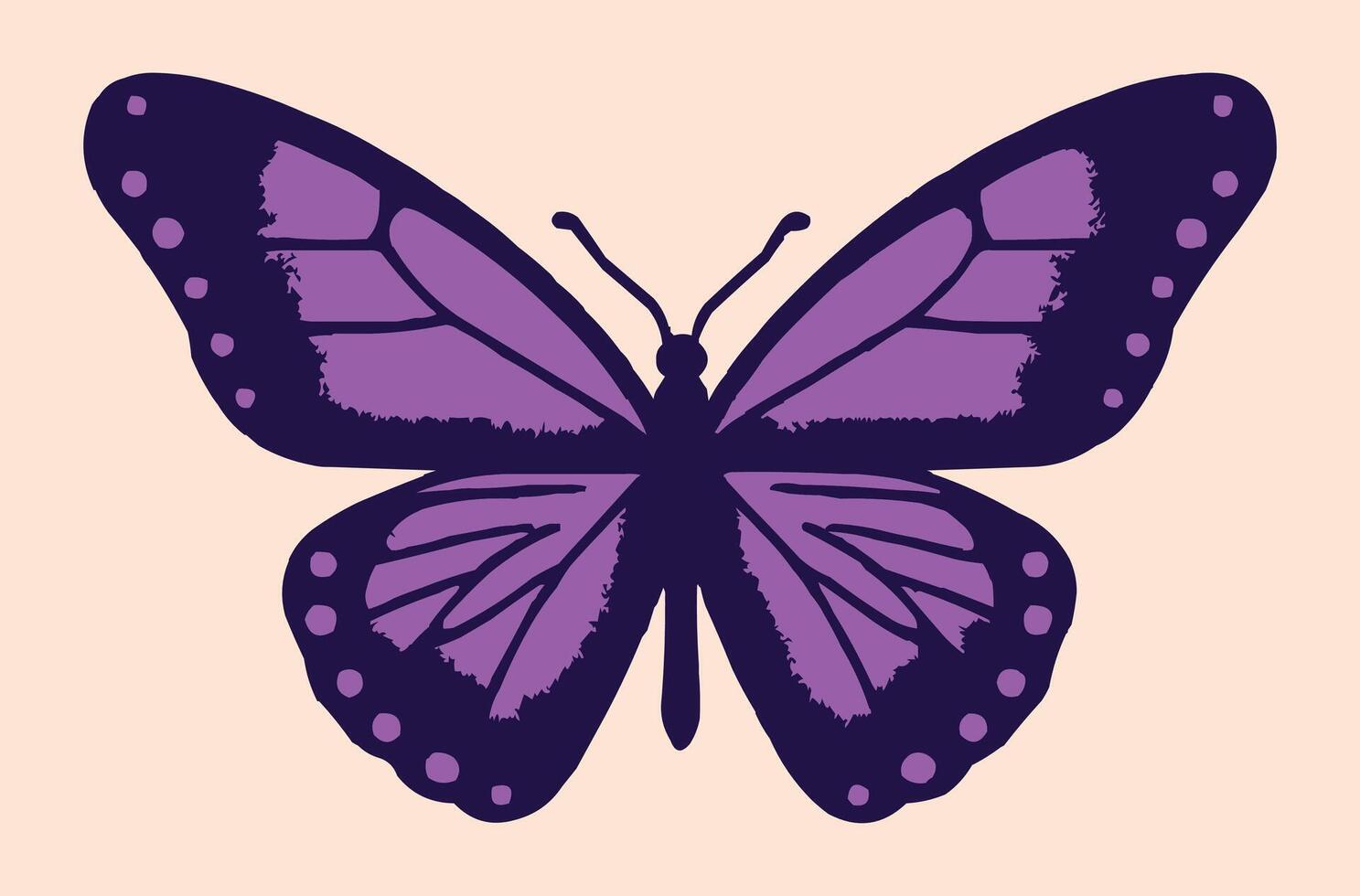 a purple butterfly on a light pink background vector