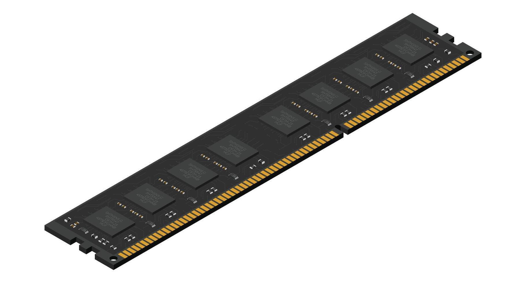 Isometric random access memory. RAM memory realistic 3d isometric. Computer hardware components, illustration vector