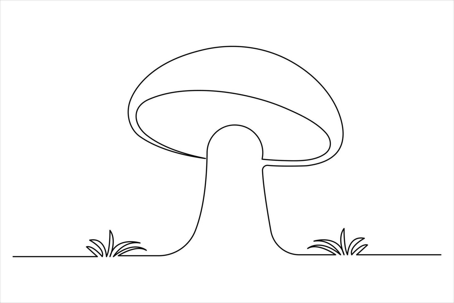 Mushroom Icon in One Line Minimal Outline Art vector