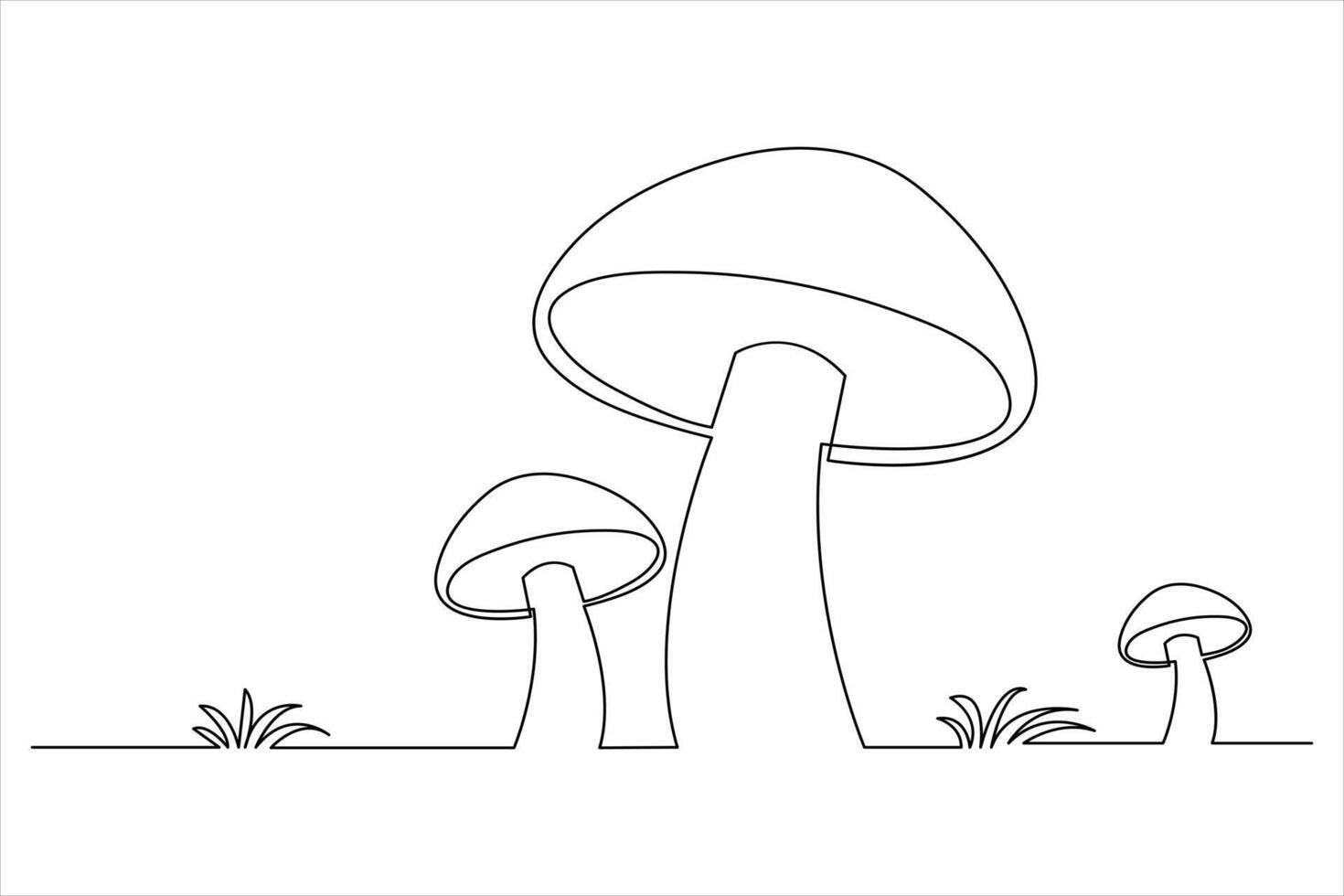 Fungus Illustration One Line Minimalist Mushroom Drawing vector