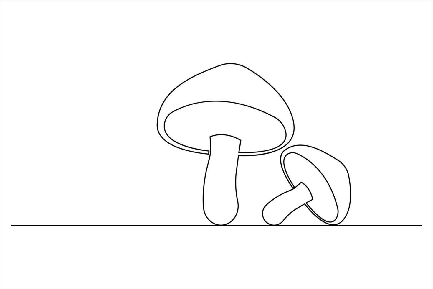 Continuous Line Mushroom Drawing Simple Outline White Background vector