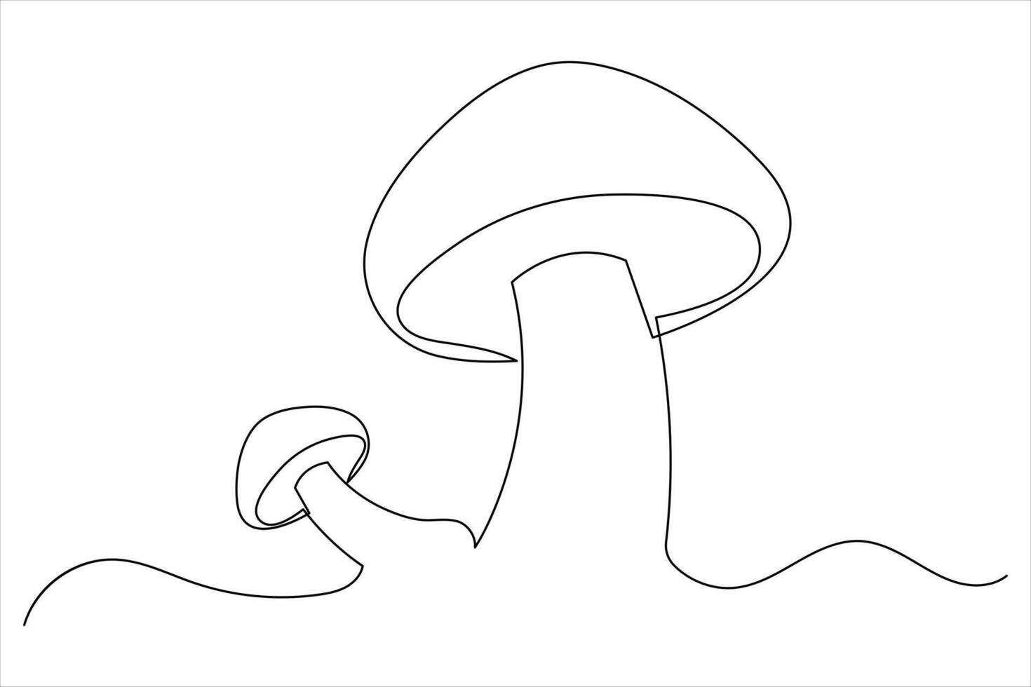 Elegant Mushroom Line Art Continuous Drawing Sketch vector