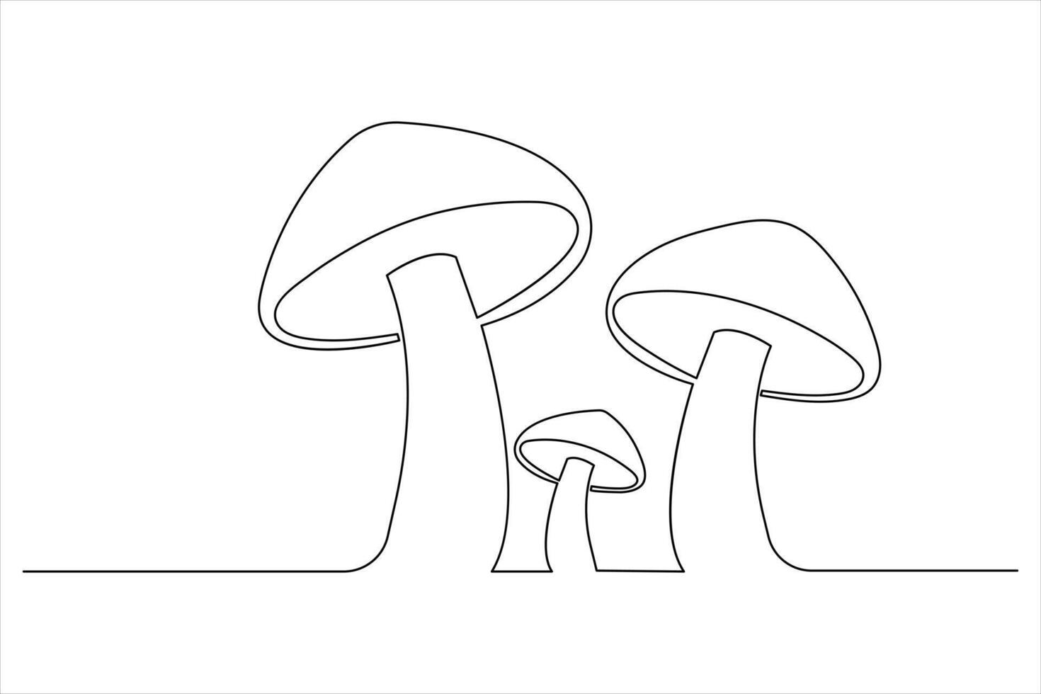 One Line Mushroom Art Botanical Fungi Outline Illustration vector