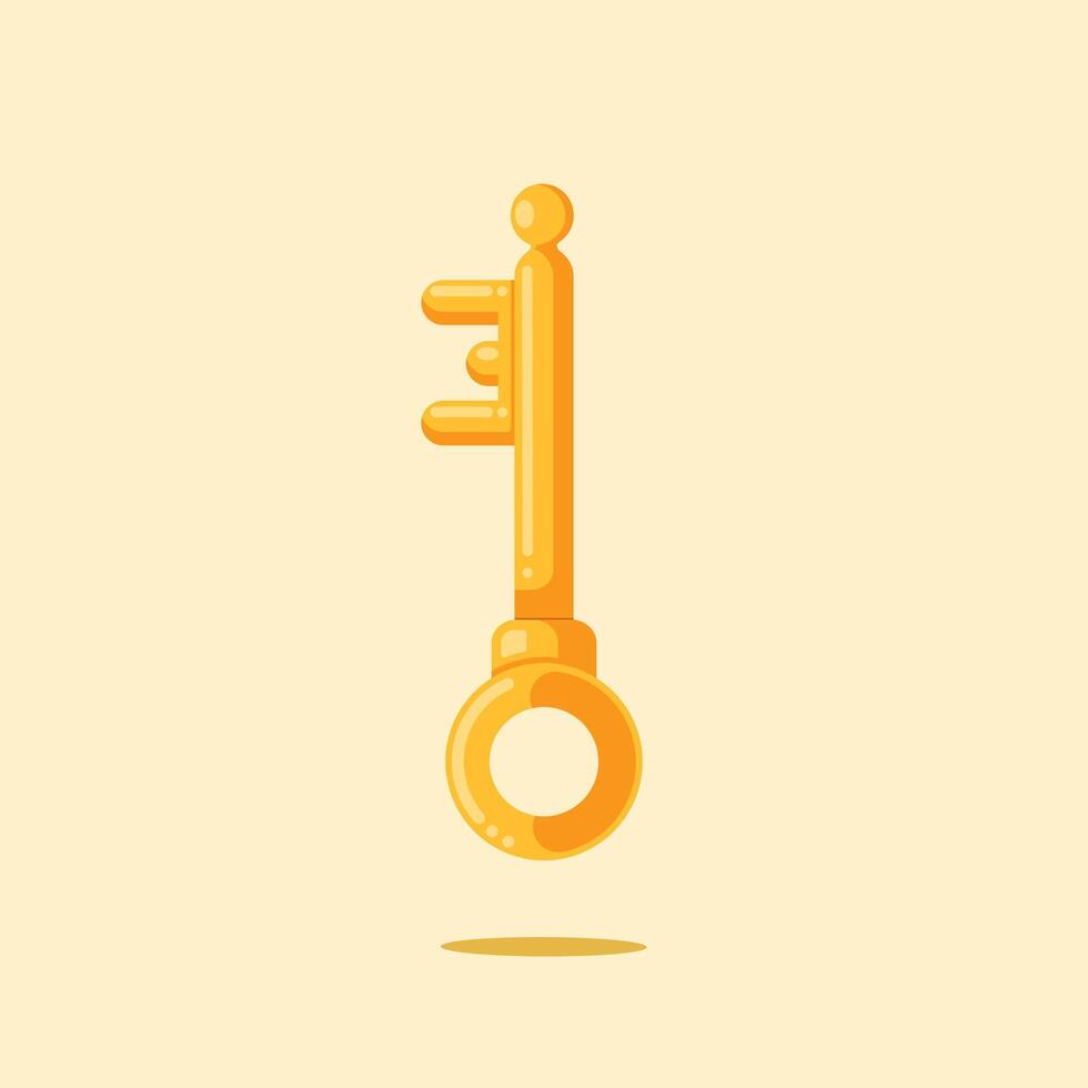 Illustration of a golden key , flat design illustration. Free download vector