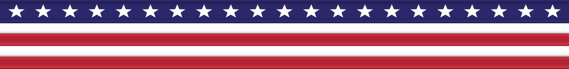 Seamless horizontal stripe shape American flag illustration, isolated on white background- red, blue star design 4th of July independence day vector